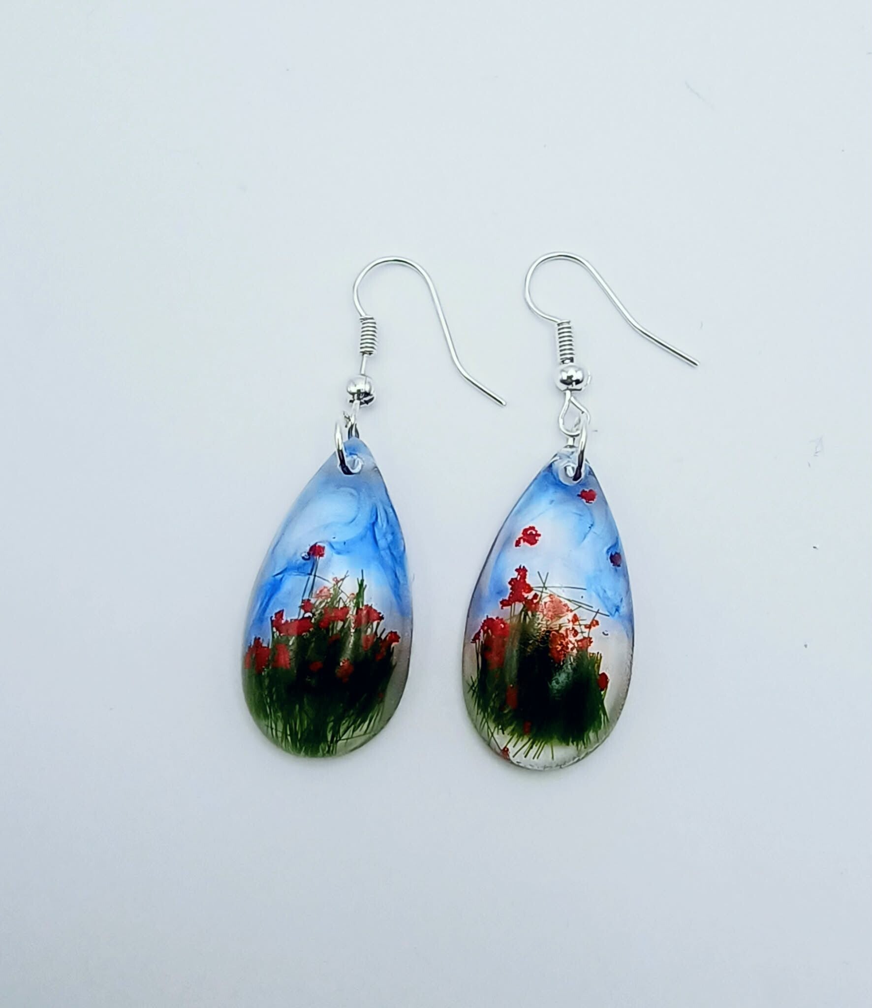 💧Boucles d'oreilles - Collection Gouttes Enchantées - Les Murmures de la Prairie - 30 mm.