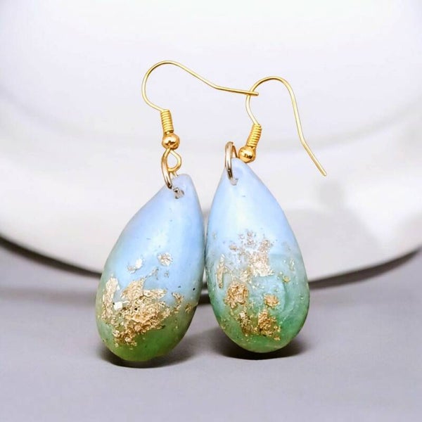 💧🌿Boucles d'oreilles - Collection Gouttes Enchantées - Royale Botanica - 30 mm.