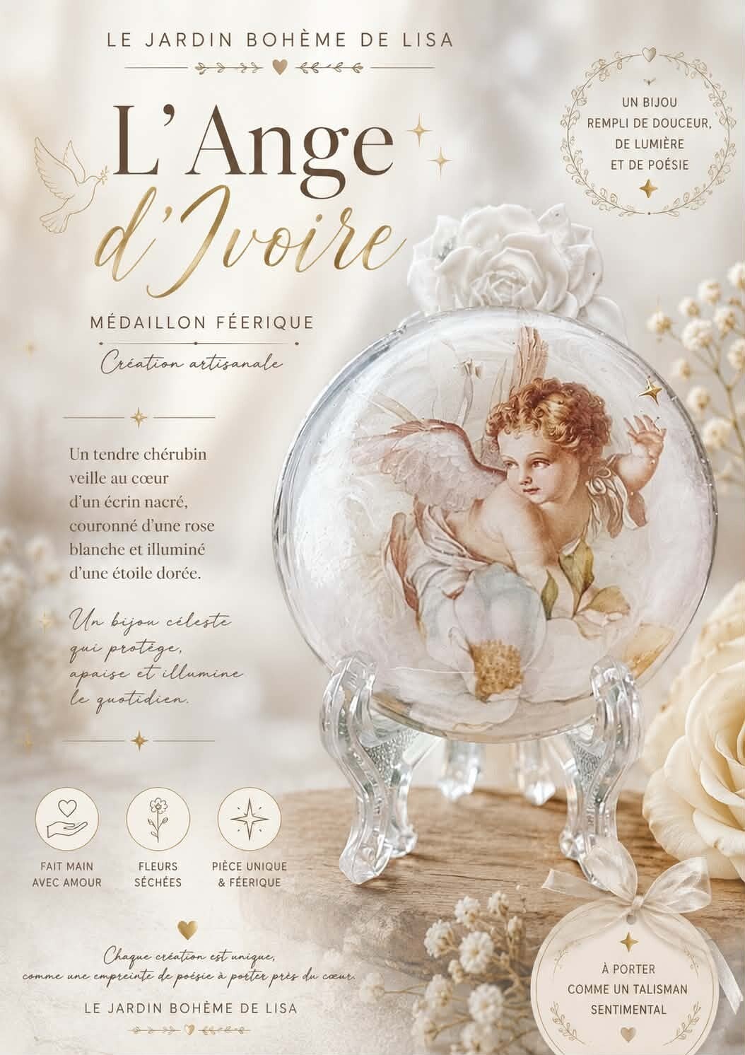 🤍🕊️  Médaillon Artisanat - Rêve d’Ivoire. 🕊️🤍