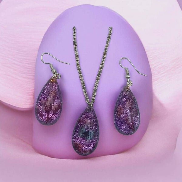💜 Parure "Jardin de Provence" – Collection Gouttes de Rosée.