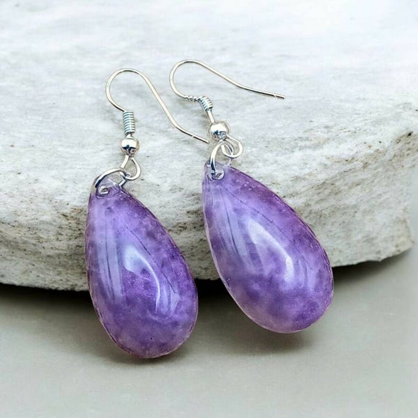💜 Boucles d'oreilles - Gouttes Essentielles "Améthyste".