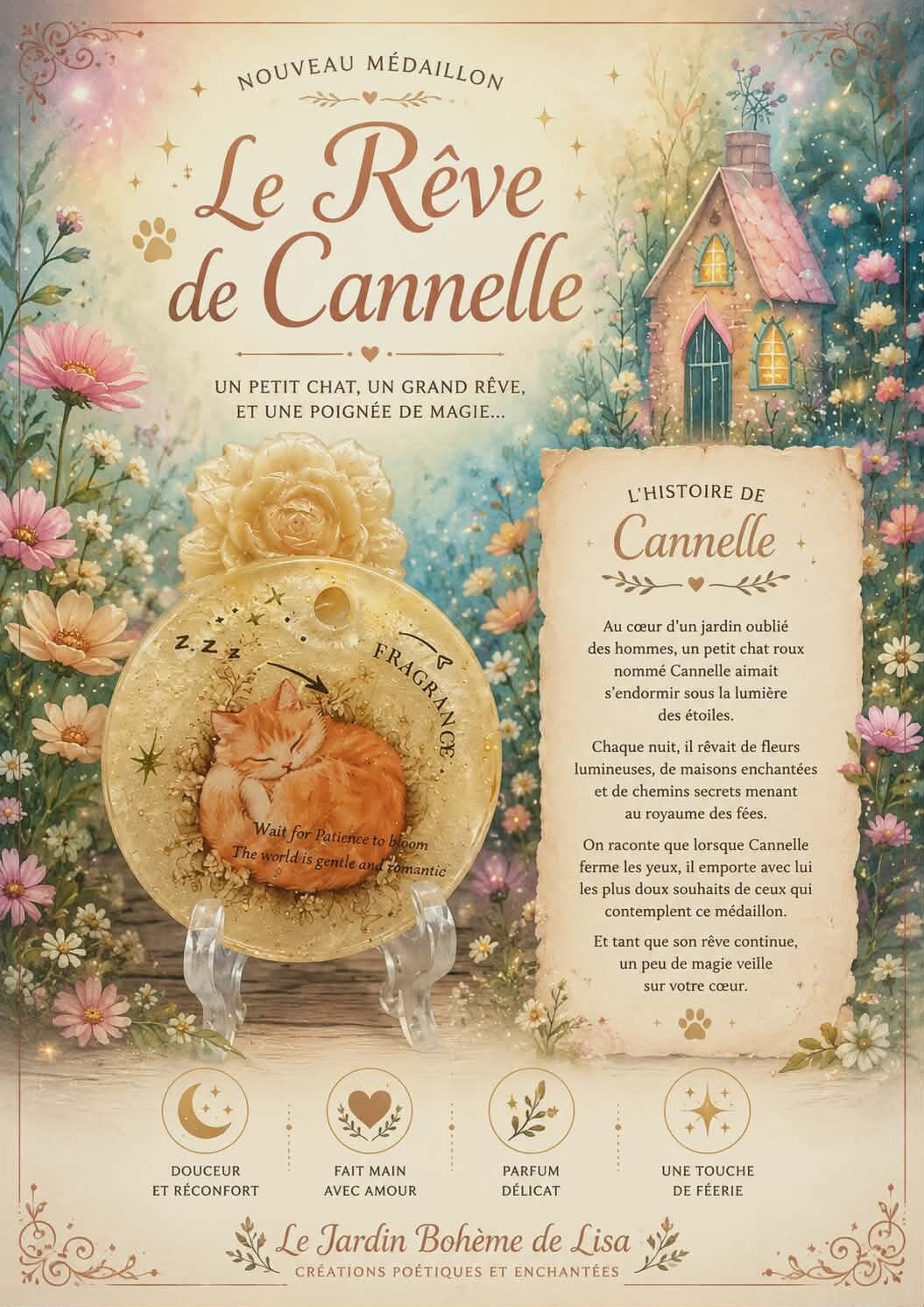 🐱 Médaillon Artisanat d'Art – Le Rêve de Cannelle.