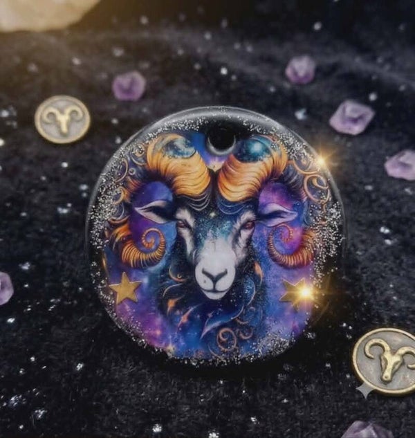 ✨ Médaillon signe astrologique - ♈ Bélier Flamboyant.