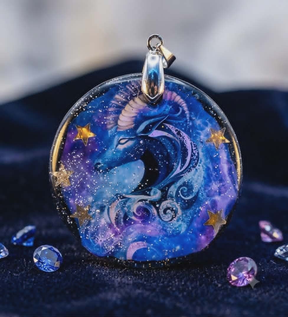✨ Médaillon signe astrologique - ♑ Capricorne Étoilé.