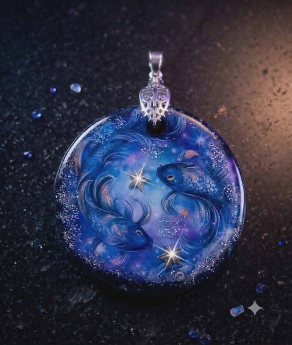 ✨ Médaillon signe astrologique - ♓ Poisson Enchanté.