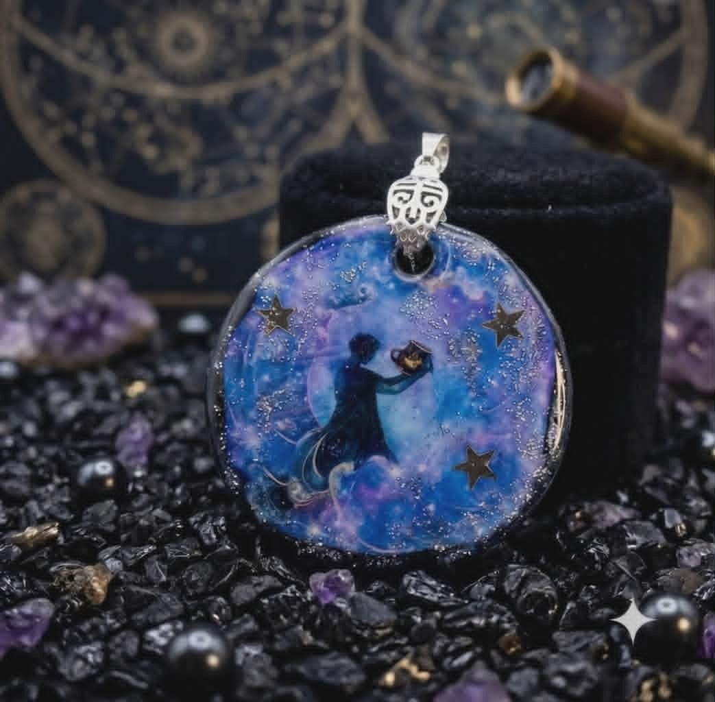 ✨ Médaillon signe astrologique - ♒ Verseau Céleste.