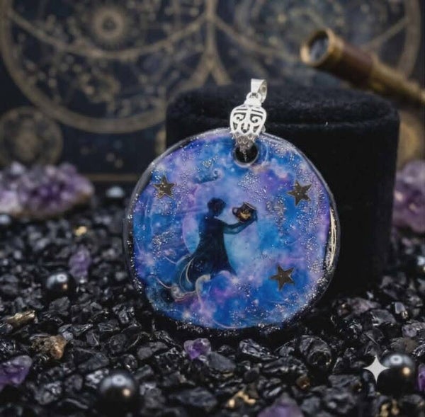 ✨ Médaillon signe astrologique - ♒ Verseau Céleste.