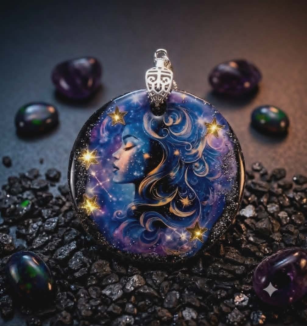 ✨ Médaillon signe astrologique - ♍ Vierge Étoilée.