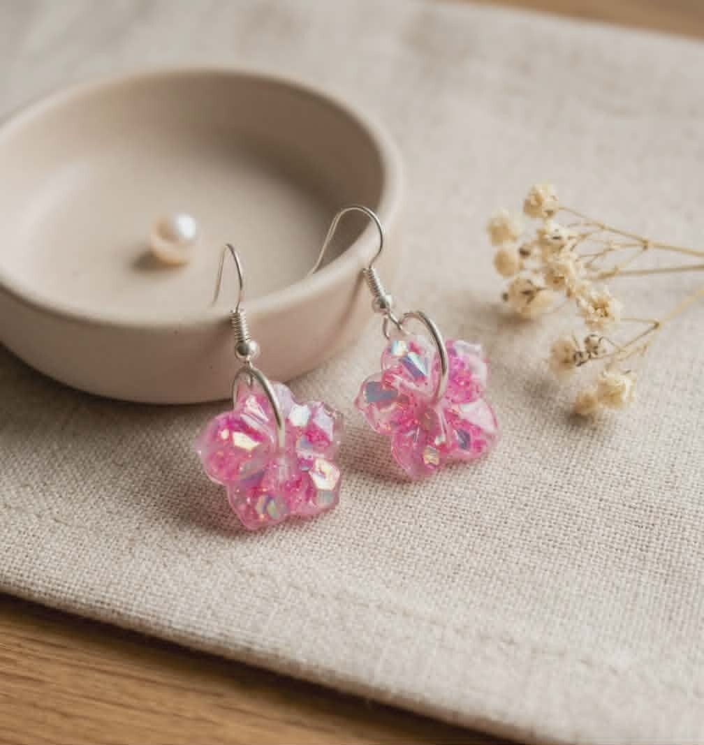 🌸 Boucles d'Oreilles fleurs - Lueurs d'Aurore - 15 mm.