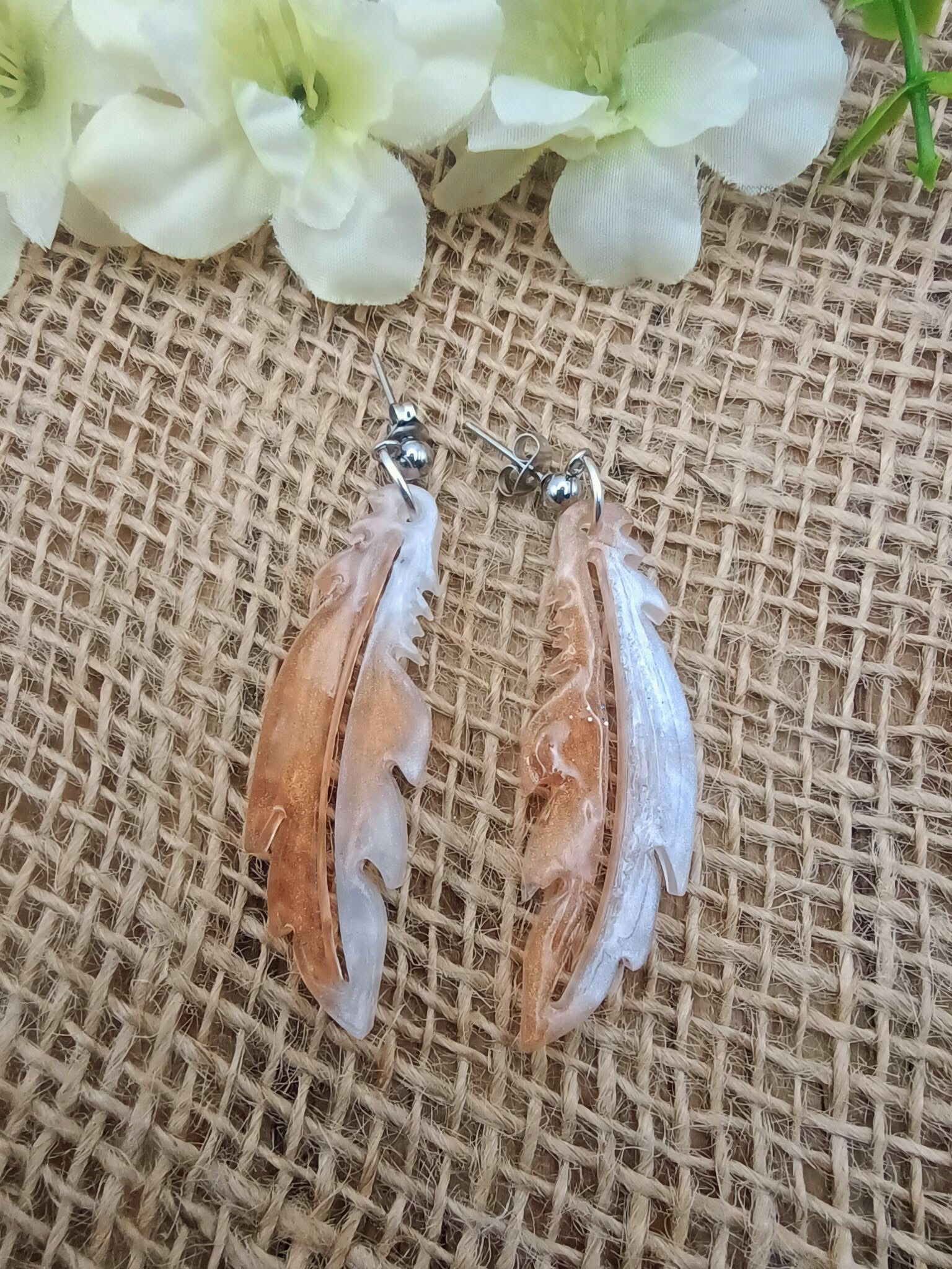 🍯 Boucles d'oreilles Plumes - Collection "Caramélia" – Plume - 65 mm