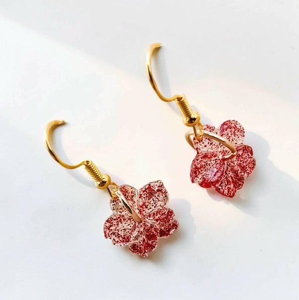 🌸 Boucles d’oreilles fleurs - Red - 15 mm.