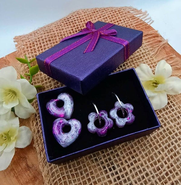 🌸 Box Bijoux "Éclat Maternel" - Mauve Envoûtant - 17 mm.