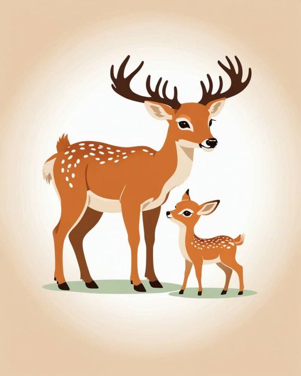 Havepinks- deer - Greetings card.