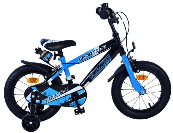 Volare Sportivo Kinderfiets - Jongens - 14 inch - Blauw Zwart - Twee Handremmen