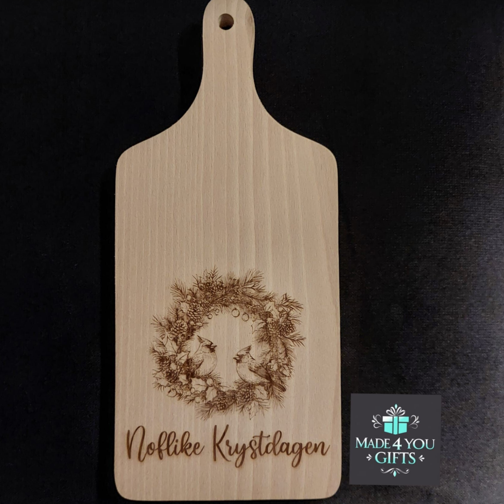 Kerstdagen plank met krans naar keuze