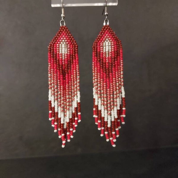 Franje oorbellen Red