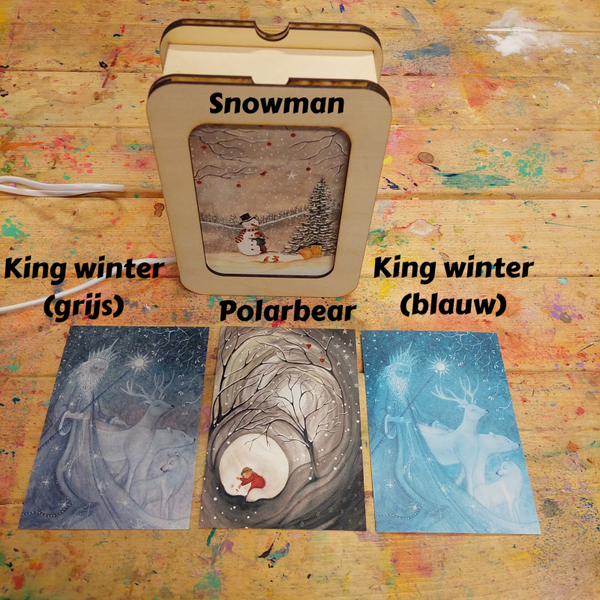 A6 kaartenlamp op stroom inclusief 1 winterkaartjes