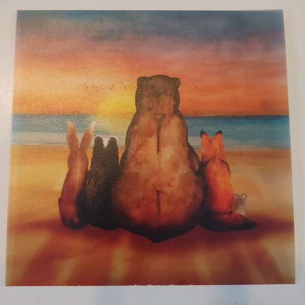 Plaat naar zonsondergang kijken