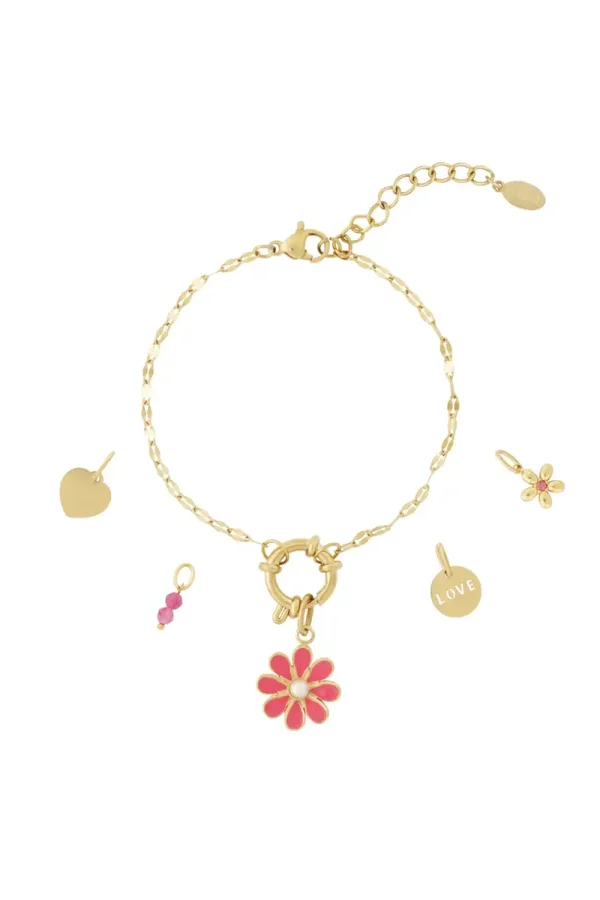 DIY Rode bloem armband