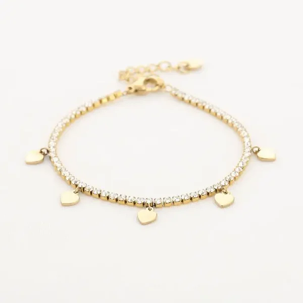 Strass armband met hartjes