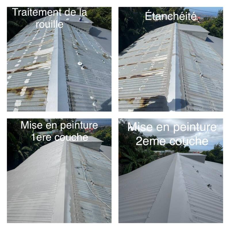 réalisation d'une rénovation de toiture avec corrosion à la Réunion