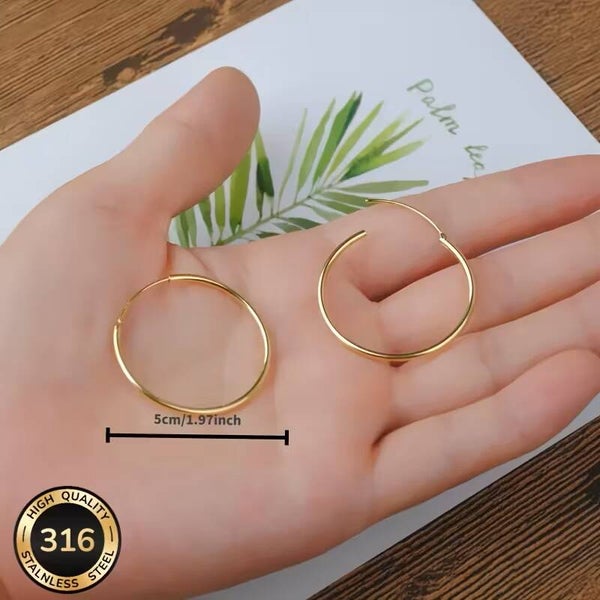 Boucles d'oreilles en acier inoxydable doré hypoallergéniques