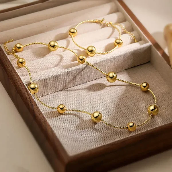 Le Cuivre Plaqué Or 18K Placage Géométrique Bracelets Collier