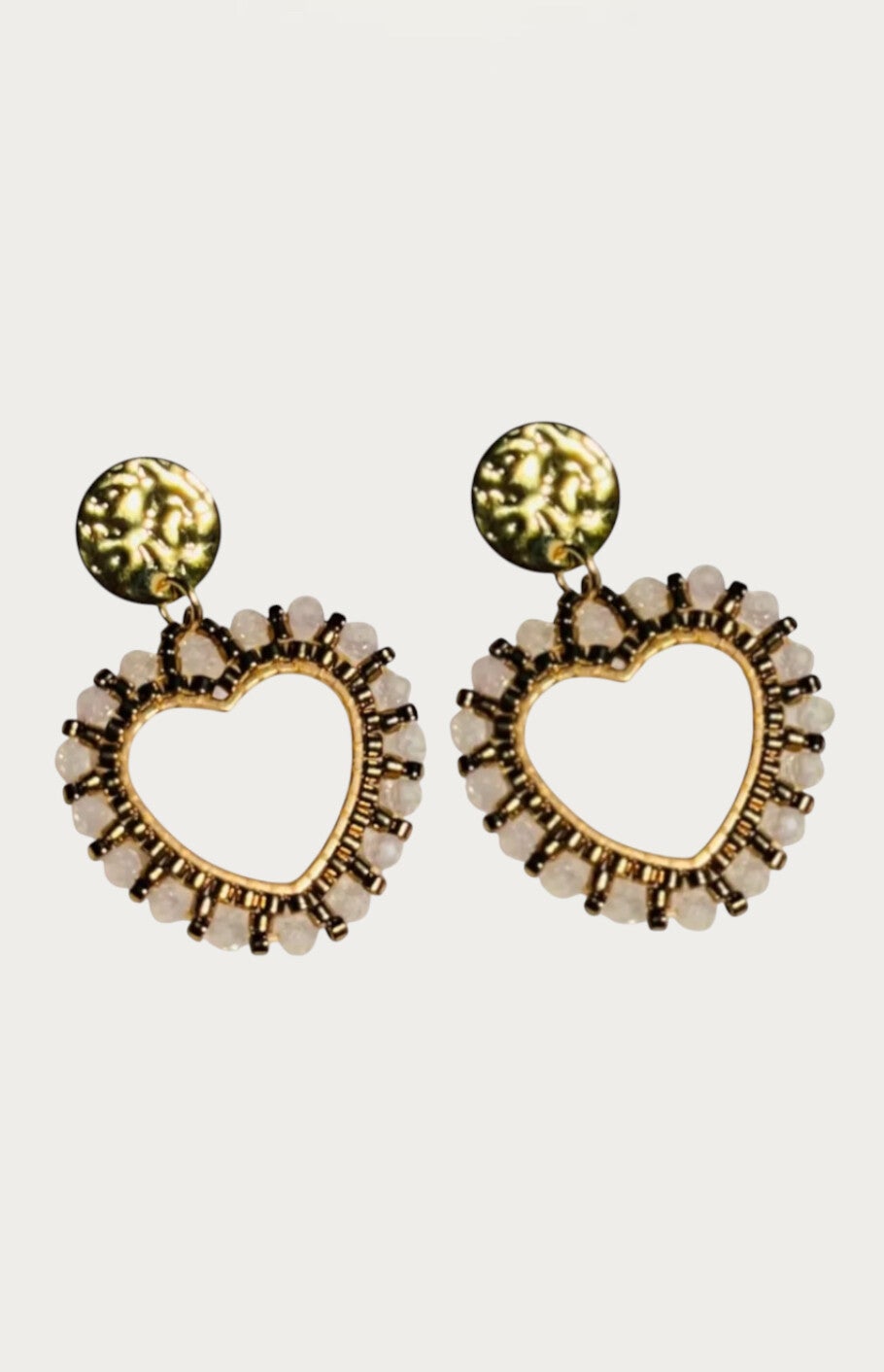 Golden Heart Moonstone Earrings