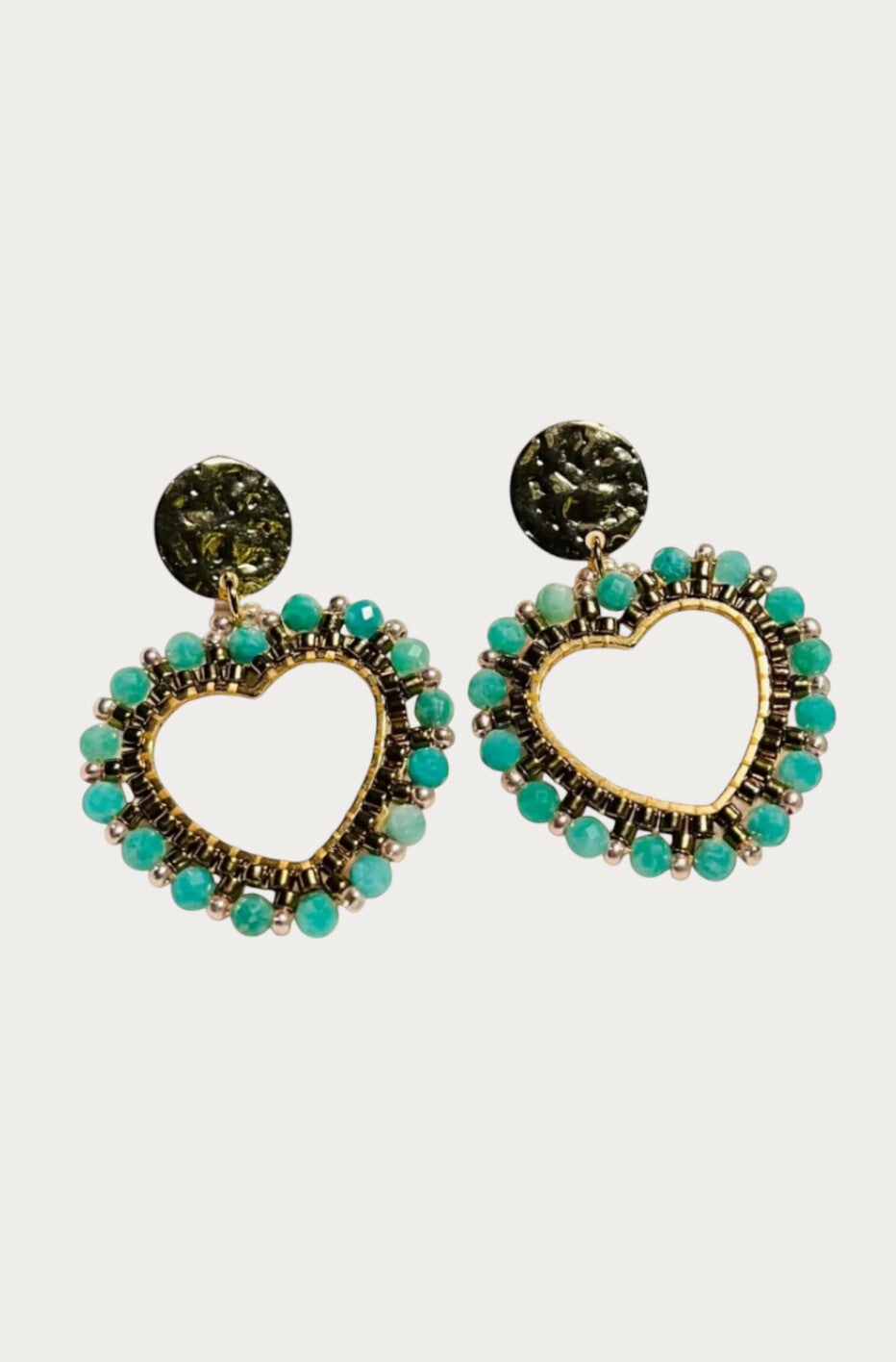 Golden Hearts amazonite Earrings