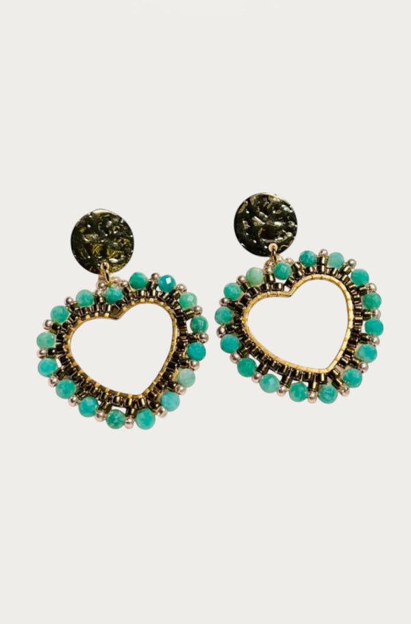Golden Hearts amazonite Earrings