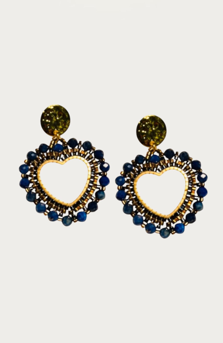 Golden Hearts lapis lazuli Earrings