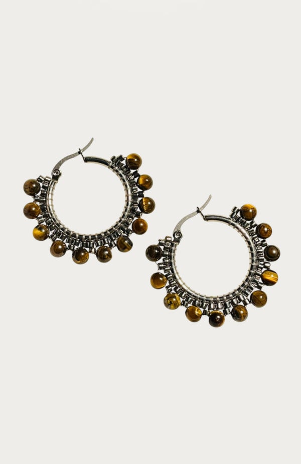 Natuursteen oorbellen tiger eye