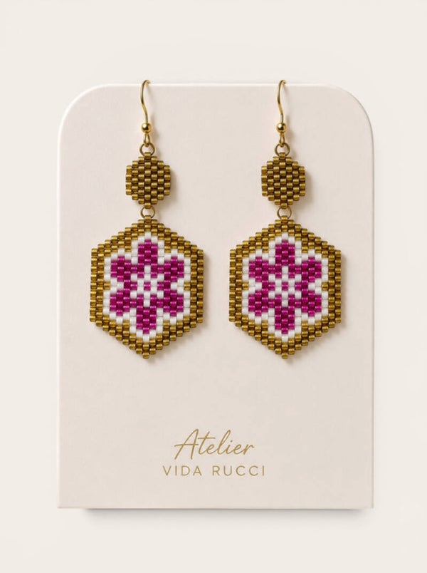 Floral Pink Flower Earrings