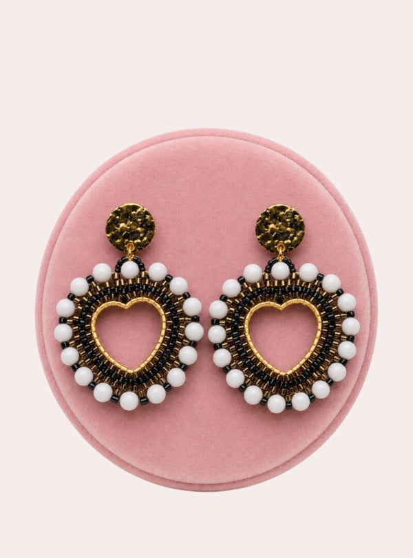 Moonlight Heart Earrings - white