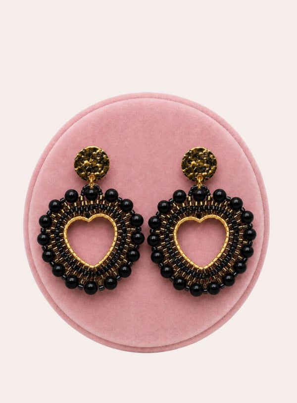 Midnight Heart Earrings - black