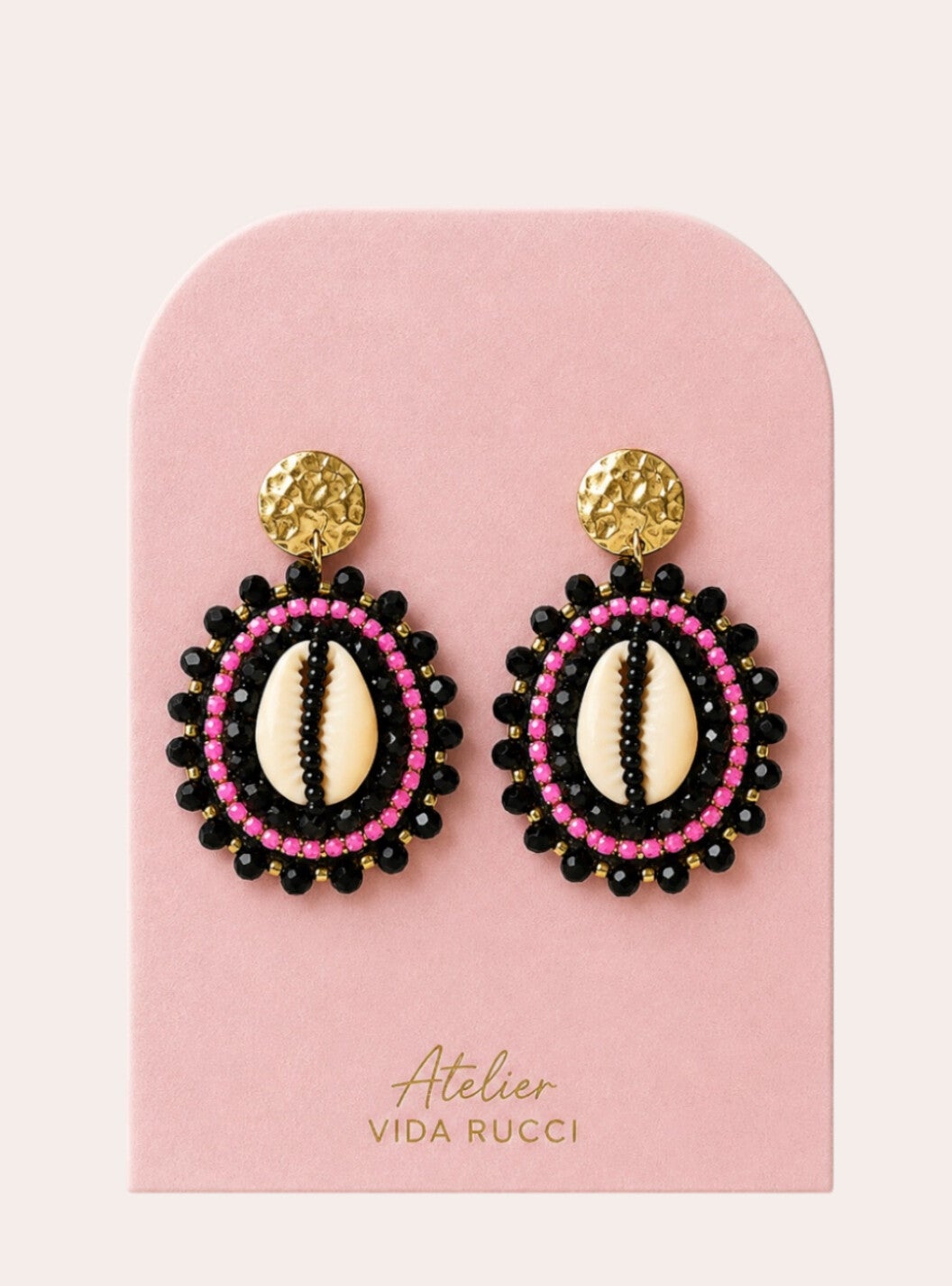 Shell Pink Noir Earrings