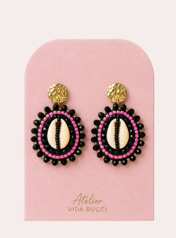 Shell Pink Noir Earrings