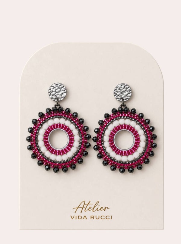 Pink Pearl Hoop Earrings