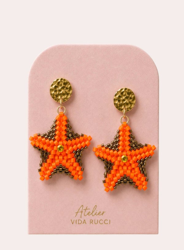 Orange Starfish Earrings