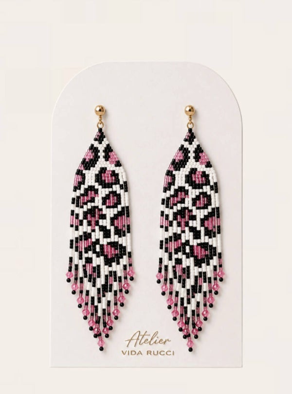 Pink Leopard Earrings