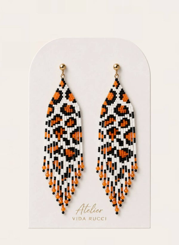 Orange Leopard Earrings