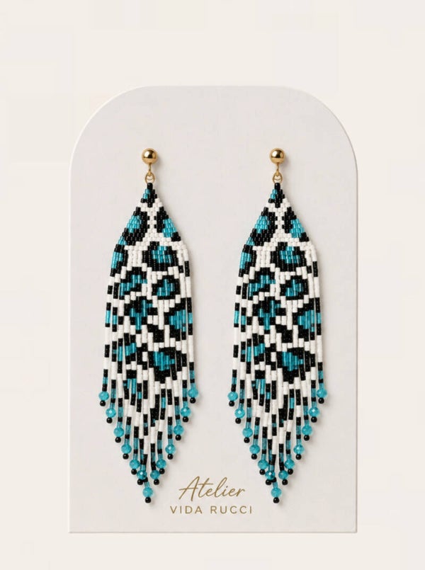 Blue Leopard Earrings