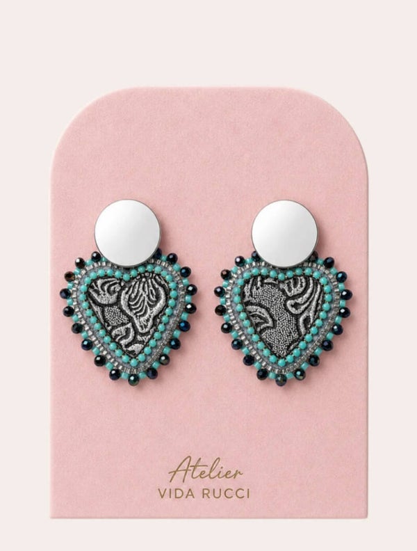 Baroque Heart Turquoise Earrings