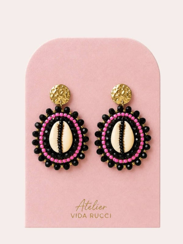 Shell Pink Noir Earrings