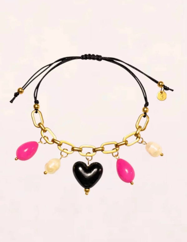 Charm Bracelet Amor Rosé Noir