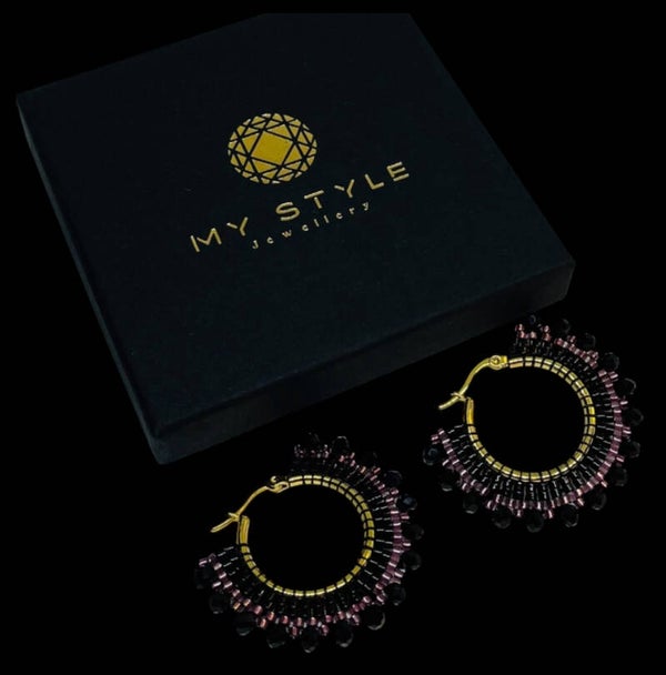 Statement earrings creoles black purple