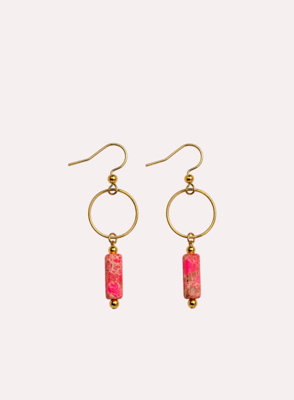 Pink Sediment Circle Oorbellen