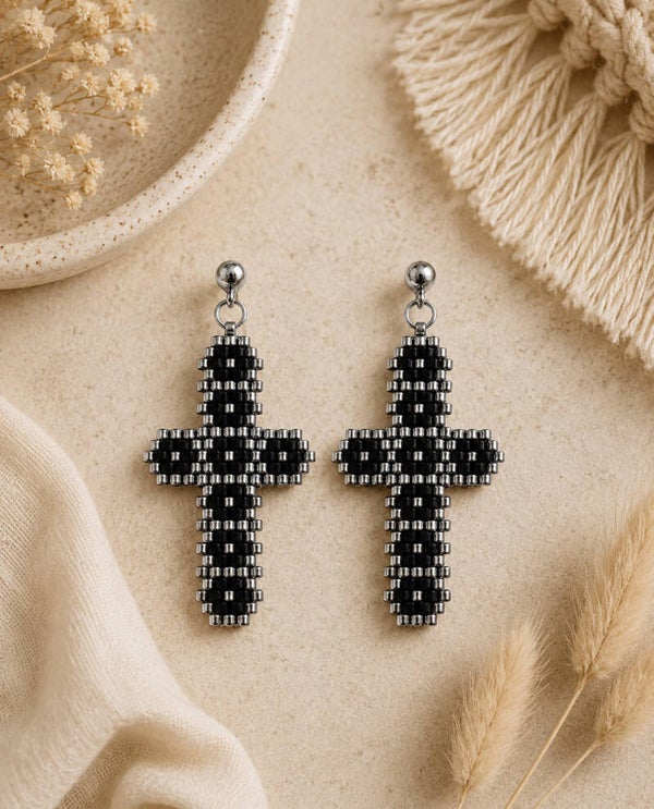 Cross Of Faith Oorbellen Silver Black