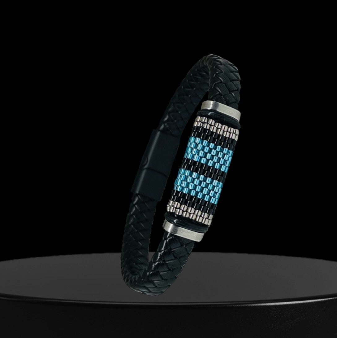 Lederen design armband Miyuki tubelar M1