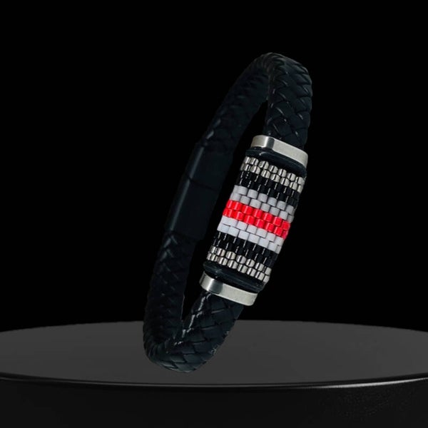 Lederen design armband Miyuki M.3 B2B203 met gratis luxe sieraden doosje